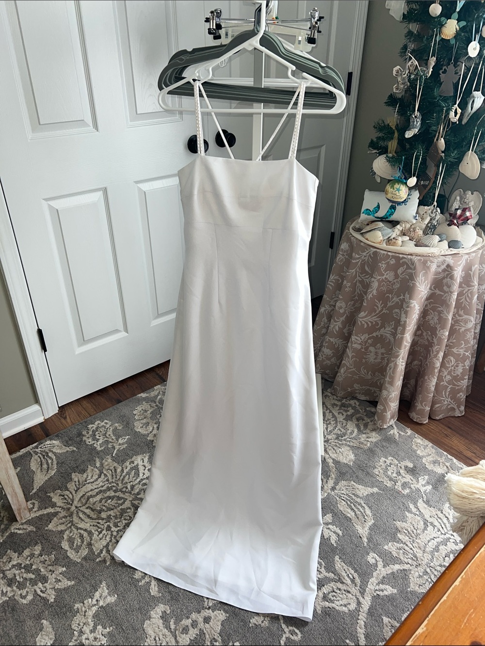 Vintage Watters and Watters Bridal Dress with Dainty Pearl Spaghetti-Straps